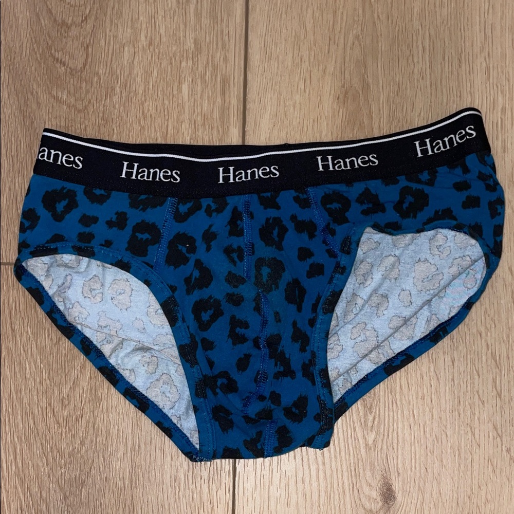 Hanes Originals Black & Blue Leopard Print Briefs